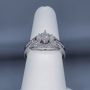 Marquise cut diamond trilogy ring