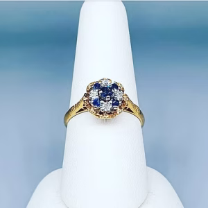 Vintage sapphire and diamond cluster ring