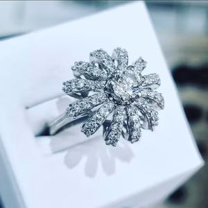Fanned dome diamond cluster ring